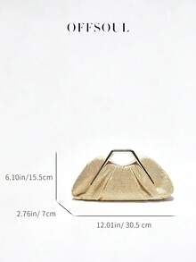 歐美風百褶雲朵手拿包，新款不對稱金屬配件高端不對稱手提包，適合派對與晚宴 - 金色 - 查看 6