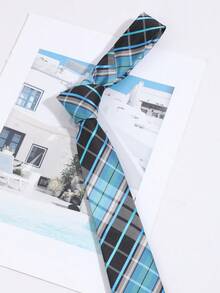 1PC Men's Fashion Versatile Striped Plaid Pattern Tie Suitable For Daily Wear, Shopping, Banquet, Party, Business, Dating - Multicolor - View 2