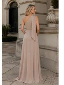 Long Dress For Bridesmaid Wedding Graduation Light Party - Nude - View 2