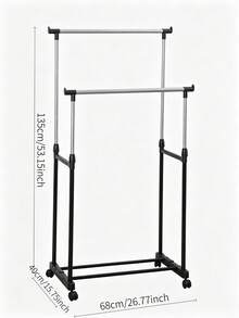 1 Movable Clothes Rack To Expand Storage Space. Equipped With Rollers At The Bottom For Easy Movement, Its Lower Layer Can Hold Shoes And Other Items, Suitable For Bedrooms And Balconies. - Multiple Specifications - View 9