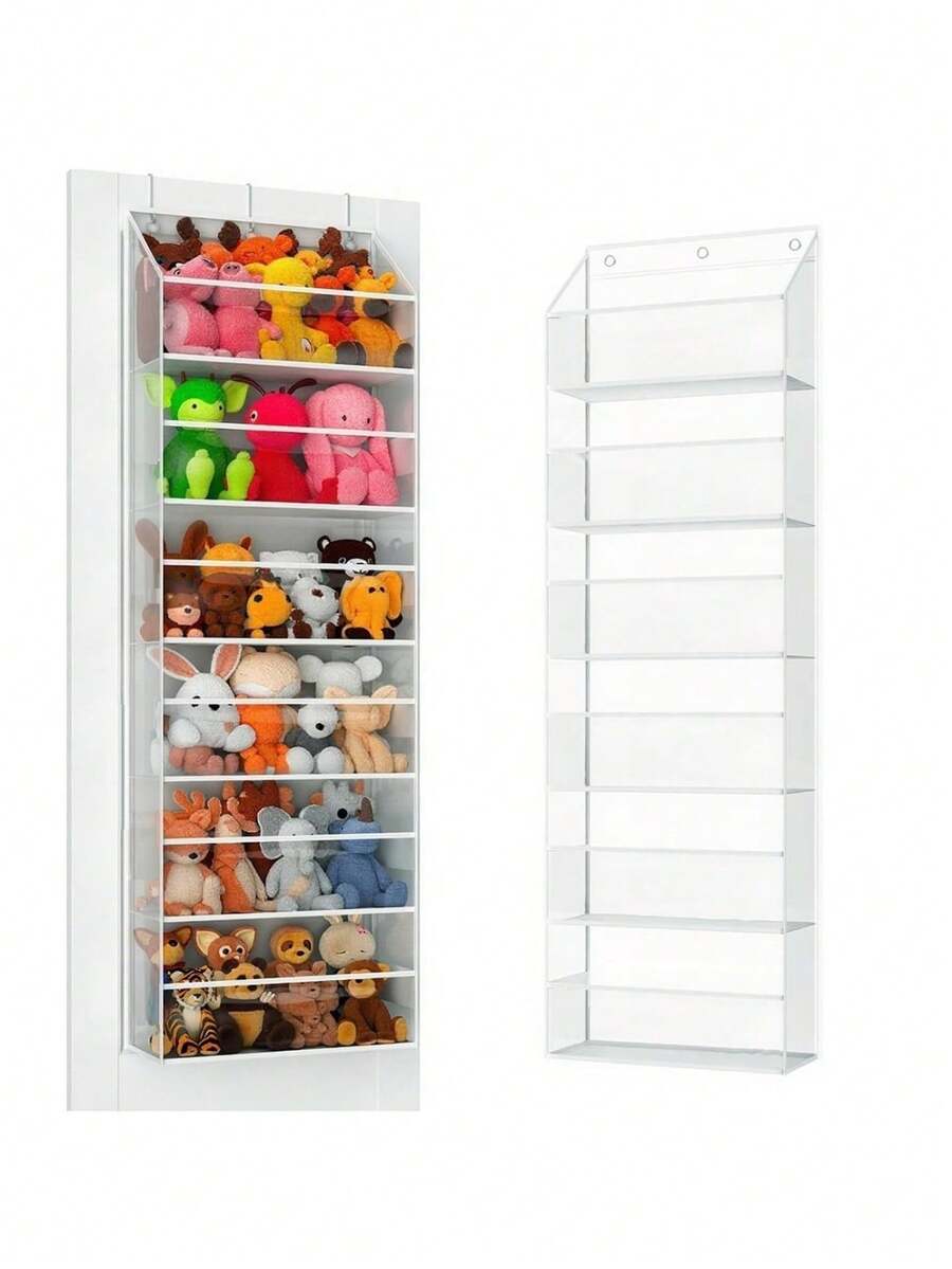 Hanging Plush Doll Storage Organizer, 6-Tier Wall-Mounted Storage Bag, Baby Room Plush Doll Display Rack With Hooks - Multicolor - View 1