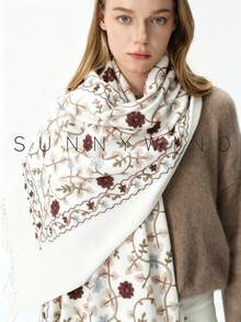 1pc Women's Embroidered Ginkgo Leaf Casual Fashion Versatile Autumn/Winter Daily Wear - White - View 2