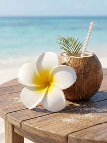 1/2pcs Textured Yellow Plumeria Hair Claw Clips, Elegant Hair Clips For Women, Suitable For Beach And Daily Wear - Yellow - View 9