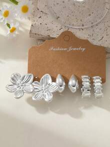 Women's European And American Retro Smooth Earring Set, Personalized Creative Earrings - Silver - View 2