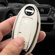 4-Button Key Fob Cover For Nissan (Includes Key Ring), Soft TPU Key Shell, Key Fob Protector, Compatible With Nissan Altima Sentra Maxima Rogue Armada Pathfinder Infiniti Smart Remote Key, Gift, Black, Silver - A - View 7