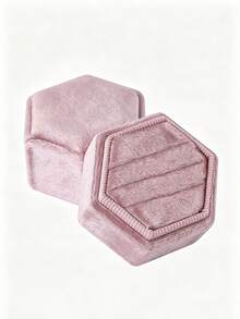1pc Velvet Ring Box, Hexagonal 3-Slot Ring Box, Suitable For Wedding Ceremony, Can Hold Multiple Rings, White Engagement Wedding Commemorative Box, Wedding Ring Storage Box, Engagement Ring Organizer Box - Multicolor - View 68