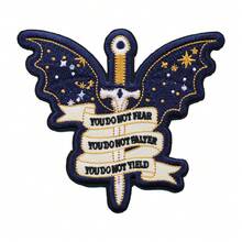 1件裝 深夜星空蝙蝠翼劍刺繡貼布 You Do Not Fear 勵志標語哥德風熨燙貼布，適用衣物、背包 DIY 裝飾 - A - 查看 1