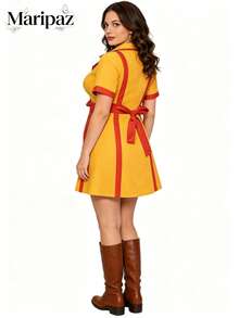 Bankruptcy sisters uniform fast food restaurant maid dress halloween party waiter cos costume - Rojo Anaranjado - Ver 2