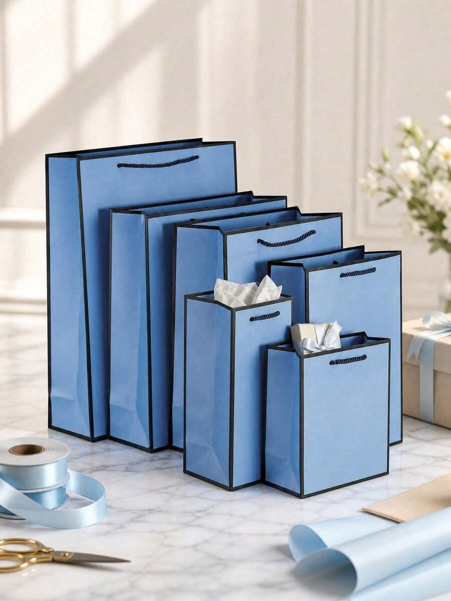 10/5/1個藍色禮品袋，適合在婚禮、聖誕節和其他慶祝活動中表達感激，適用於生日派對、節日和酒店伴手禮 - 多色 - 查看 1
