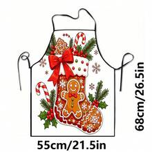 1pc Christmas Santa Claus, Christmas Bell, Christmas Snowflake, Christmas Reindeer, Christmas Tree, Christmas Snowman, Christmas Penguin, Christmas Cartoon Animal Pattern Chef Apron, Apron, Suitable For Home Decor And Kitchen Use. Made Of 100% Polyester Material, Designed As Sleeveless Style, Perfect For Home Kitchen, Outdoor BBQ Cooking. This Printed Apron Is Unisex, Machine Washable And Reusable, Essential Kitchen Accessory - Multicolor - View 10