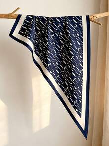 1Pc Retro Abstract Geometric Printed Satin Scarf, Multi Wear Neck Wrap Shawl Fashion Accessory For Ladies,Halloween - Multicolor - View 10