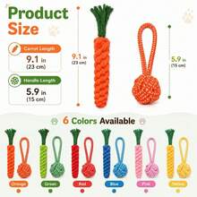 Cute Carrot Dog Chew Toy, Durable Interactive Training Rope Toy, Suitable For Small And Medium Dogs Chewing And Interaction. Multi-Functional Dental Rope, Indoor And Outdoor Training And Teeth Cleaning, Designed For Strong Chewers, Suitable For All Dog Breeds (Puppies And Adult Dogs) - Multicolor - View 2