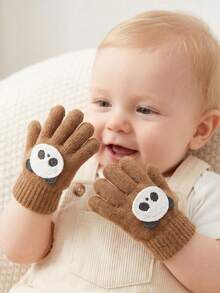 3 Pairs Set Bear Cartoon Fingerless Gloves For Boys, Knitted Candy Color Thickened Gloves For Autumn/Winter - 3 Pairs - View 7