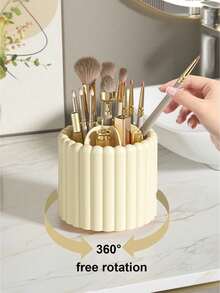 1pc Rotating Makeup Brush Holder, Large Capacity Cosmetic Storage Box, Multi-Functional Student Stationery Pen Holder, Detachable Makeup Brush Desktop Organizer, Vanity Storage Organizer, Women's Gift - Multicolor - View 6