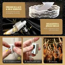 10pcs Wedding Wands With Ribbons, 3 Color Flashing Functions, Glowing LED Silk Fairy Wands, Lace Wands With Bells, Suitable For Wedding Reception, Graduation Ceremony, New Year's Eve, Birthday Party (Warm White) - Fairy Wand - View 6