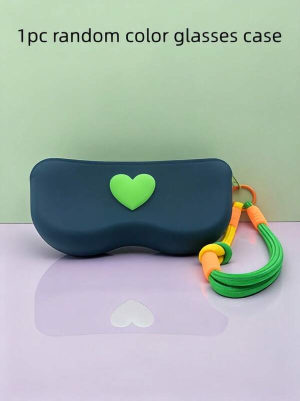 1 Peça Bolsa de Armazenamento de Óculos em Formato de Coração de Silicone com Corda Trançada à Mão, Cor Aleatória, Bolsa de Óculos Fashionável de Cor Fresca
