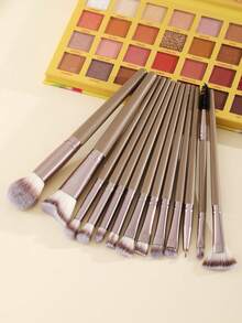 13Pcs Coffee Handle Makeup Brush Set, Professional Face & Eye Makeup Brushes, Soft Gradient Non-Shedding Synthetic Bristles, Multifunctional Foundation Blush Eyeshadow Eyebrow Cosmetic Tools, Portable Travel Beauty Kit For Makeup Beginners - Multicolor - View 2