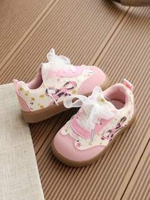 1 Pasang Sepatu Sneakers Putri Baru Musim Semi/Musim Gugur untuk Anak Perempuan, Sepatu Latihan Bertali Gaya Korea, Sepatu Sol Lembut untuk Balita - Berwarna merah muda - View 6
