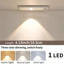 1pc Motion Sensor Cabinet Light, USB Rechargeable Cat Eye Night Light, Adjustable Brightness 3-Color LED Lamp, Suitable For Kitchen, Wardrobe, Cabinet, Bedroom, Hallway - Multicolor - View 20