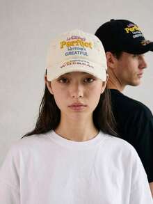 1Pc Women's Distressed Baseball Cap With Colorful Letter Embroidery And Adjustable Buckle Strap For Streetwear Outfits - Embroidered Letter - View 2