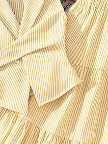 Left Mama Girls' Elegant Bow Decor Striped Sleeveless Top And Skirt Set, Suitable For Commute And School Style - Yellow - View 4