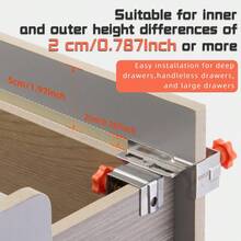 Imbot Stainless Steel Side-Mount Drawer Clips, Inner & Outer Edge Support, Left + Right 2 Pieces Set, Stainless Steel Material, Drawer Board Installation Aid, Suitable For Woodworking - A - View 7