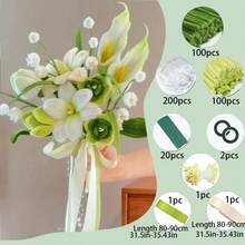 500件/套毛根手工套装，升级版柔软毛绒雪尼尔杆手工花卉毛根，适合初学者DIY艺术和手工项目，装饰扭扭棒，是礼品、家居装饰、派对、婚礼花束、母亲节礼物的理想之选。 - 綠色 - 查看 16