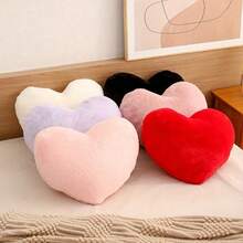 1PC Heart-Shaped Plush Pillow, Soft And Fluffy, Sofa Bed Decorative Pillow, Heart Pillow, Heart Pillow, Room Decor, Home Decor, Living Room Decor - Multicolor - View 2