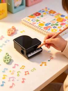 1pc Piano Pencil Sharpener Music Mini Stationery Creative Gift For Elementary Students Kids Pencil Sharpener Small Prize Back To School Learning Supplies - Multicolor - View 1