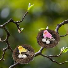 11 piezas Nido de pájaro tejido - Nido de pájaro artificial, Nido de pájaro falso, Casa de pájaro, Decoración de nido de pájaro, Utilizado para plantas artificiales de jardín exterior, Decoración de vacaciones, Patio, Fiesta en casa, Boda, Pascua, Primavera, Decoración de flores artificiales, Accesorios de arreglo artificial de nido de pájaro, Sin huevos - Ver 5