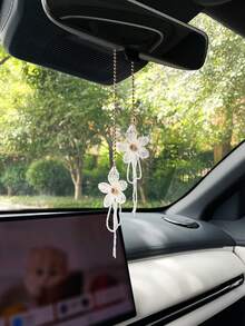 Creative Flower Car Pendant, Car Rearview Mirror Decor Hanging Ornament - Multicolor - View 7