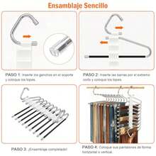 Perchas Multifuncionales Tipo S de 9 Niveles, Acero Inoxidable, Plegables y Antideslizantes, Ahorro de Espacio, Organizador para Pantalones, Faldas y Bufandas 4 Pack - Multicolor - Ver 7