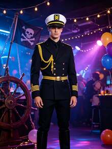 1pc Halloween Party Decoration Captain Hat, Sailor Hat, Anchor Trim Captain Hat, Halloween Party Costume Solid Color Sailor Hat - Multicolor - View 4