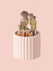 1pc Rotating Makeup Brush Holder, Large Capacity Cosmetic Storage Box, Multi-Functional Student Stationery Pen Holder, Detachable Makeup Brush Desktop Organizer, Vanity Storage Organizer, Women's Gift - Multicolor - View 8