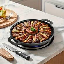 Pre-Seasoned Cast Iron Frying Pan & Pizza Pan Set – 11.02 In / 12.2 In Round Skillets With Ergonomic Handles | Even Heat Distribution For Pancakes, Steaks, Flatbreads | Versatile For Stovetop, Oven, Grill & Outdoor Cooking | Rustic Kitchen Essential - 0.79 X 11.02inch Baking Pans + 1 Pair Of Heat-resistant Tongs - View 10
