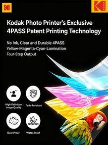 Kodak Instant Camera, Photo And Print In One, Retro-Style Camera With Clear Image Quality, Portable For Students And Travelers, Automatic Photo Lamination, And Various Filter Effects. - View 5