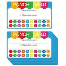 50 Rainbow Reward Punch Cards, 20 Punch Slots, Customizable Owner And Reward Rules, Vibrant And Eye-Catching, Suitable For Classroom Student Behavior Incentive, Point Tracking, Helping Develop Good Habits - Multicolor - View 6