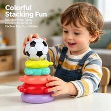 Basketball Spiral Stacking Tower Toy, Colorful Assembly Track Stacking Playset, Early Educational Toy For Toddlers, Color Recognition Developmental Toy, Perfect Birthday Halloween Christmas Holiday Gift, Random Color - Multicolor - View 7