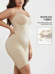 Suprenx 1pc Plus Size Women's Bust Lift, Tummy Control, Butt Lift Shaping Bodysuit - Apricot - View 5