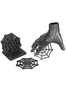 4/2/1pc Halloween Spider Web Wooden Coasters, Eerie Spider Web Hollow Design, Creative Desktop Decor, Gothic Style Personalized Heat-Insulating Pads, Suitable For Parties, Weddings, Birthdays, Halloween Decorations And Holiday Party Table Settings - View 10