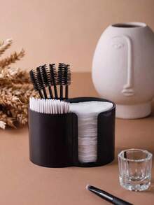 Cotton Swab And Cotton Pad Organizer, 2 Compartments Bathroom Storage Container, Minimalist Makeup Remover Pad Holder, Vanity Countertop Organizer - Multicolor - View 7