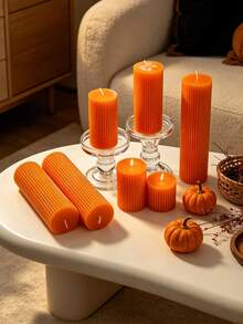 1pc European Style Orange Scented Candle, Gear Shaped, Soy Wax, 1.97 Inch Diameter, Ambient Lighting, Home Decor, Tabletop Ornament, Wedding Decoration, Holiday Party, Women's Gift, Halloween Decoration - A - View 10