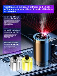 [Car Accessories]Starry Projection Smart Car Air Purifier, 5 Working Modes, Colorful LED Ambient Lighting, Auto Start And Stop, Car Aromatherapy Diffuser, Mini Car Air Humidifier, Essential Oil Diffuser, Adjustable Concentration, Built-In Battery, USB Rechargeable, Suitable For Car, Office, Bathroom, Bedroom, Pet Room, 6 Essential Oil Scents Optional, Multiple Sets Available (1/2/3 Bottles Essential Oil + 1 Diffuser) - Cylindrical - View 12