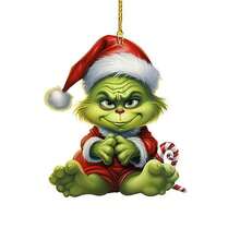 The Grinch 5 buah Dekorasi Natal, Ornamen Gantung, Dekorasi Rumah Pohon Natal Seru Grin-Ch 2D (Gaya Acak) - Beraneka warna - View 5