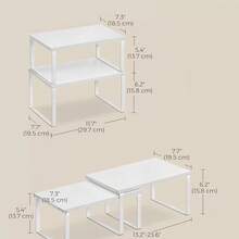 2pcs Stackable Kitchen Spice Rack, Wooden Multi-Functional Desktop Storage Rack, Expandable Countertop Organizer, Bathroom Countertop Storage Rack - White - View 2