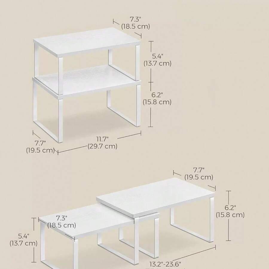 2pcs Stackable Kitchen Spice Rack, Wooden Multi-Functional Desktop Storage Rack, Expandable Countertop Organizer, Bathroom Countertop Storage Rack