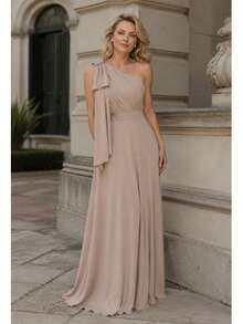 Long Dress For Bridesmaid Wedding Graduation Light Party - Nude - View 5