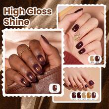 Beetles 6 Colors Brown Nail Polish Set, Quick Dry Air Dry Regular Nail Polish, Dark Brown, Coffee Brown & Nude, No UV Lamp Needed, 7.5ml Each - 6 Colors Brown Nail Polish Set - 查看 4