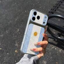 1pc Lace Sun Flag Soft Case Compatible With Apple 17ProMax/16Pro/Large Window Leather Texture/15/14 - Clear - View 2