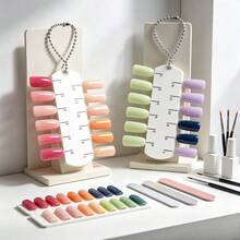 1pc 24/36 Colors Transparent Nail Art Practice Nail Tips Color Card With Chain, Fragrance-Free Nail Color Palette Sample Sticks, Practice Fake Nails Display Board, Natural Nail Color Card, Suitable For Salon - Multicolor - View 1